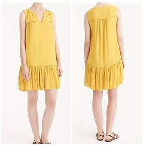 J. Crew Yellow Ruffle-hem Sleeveless Shift Dress